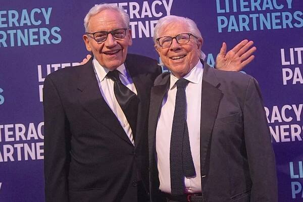 Bob Woodward (left) and Carl Bernstein at the Literacy Partners Evening of Readings & Gala Dinner on June 9, 2025 in New York City