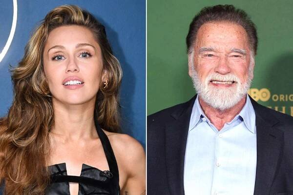Miley Cyrus Lays on Ex Patrick Schwarzenegger’s Dad Arnold's Hollywood Walk of Fame Star in New Album Film