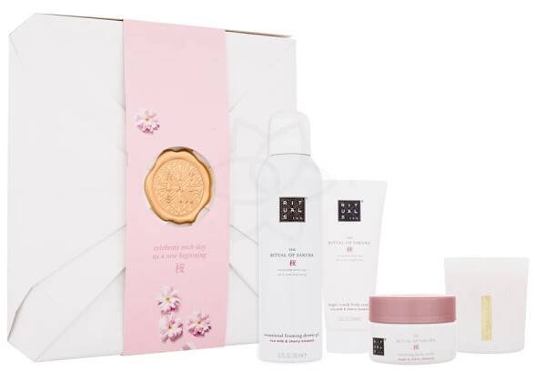 Rituals The Ritual Of Sakura 4 Renewing Bestsellers sprchová pěna The Ritual Of Sakura 200 ml + tělový peeling The Ritual Of Sakura 125 g + tělový krém The Ritual Of Sakura 100 ml + vonná svíčka pro