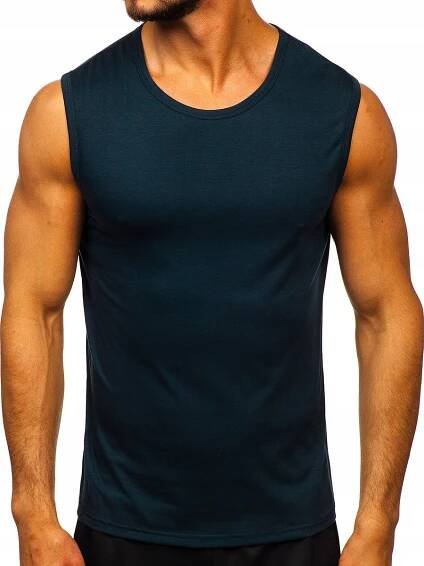 TRIČKO PÁNSKÉ TANK TOP BEZ POTISKU TMAVĚ MODRÁ 99001 DENLEY_S
