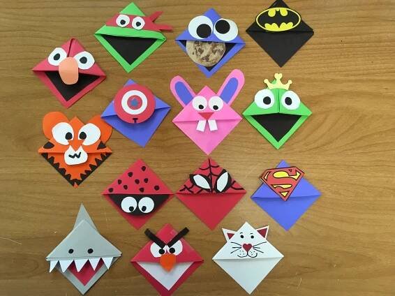 the paper animals are all different colors and sizes