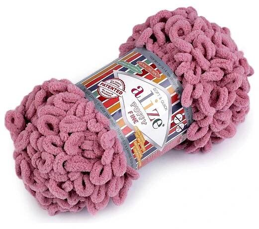 Pletací příze Alize Puffy Fine 100 g, střední, 9 (295) starorůžová (bal. 1)