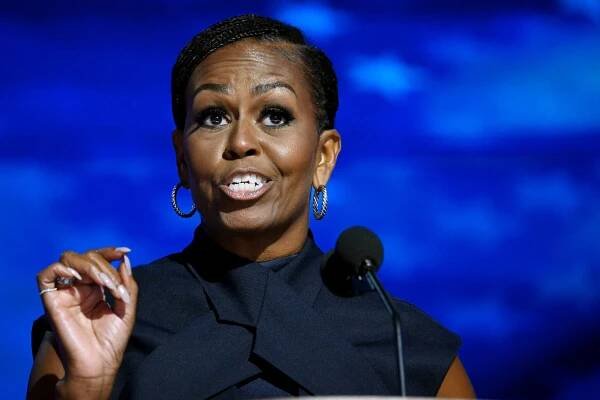 Michelle Obama speaking during her address. 