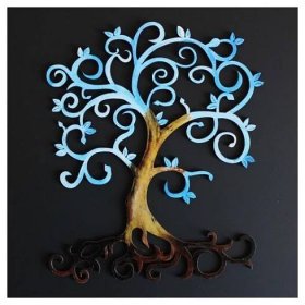 AMADEA Dřevěný strom modrý, barevná závěsná dekorace, výška 20 cm