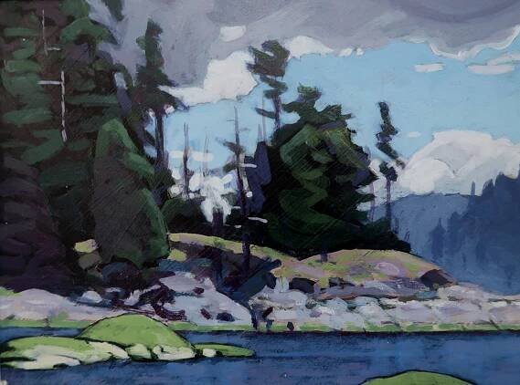  Calm Water in the Cover Sketch 6 x 8  Acrylic on Panel SOLD 