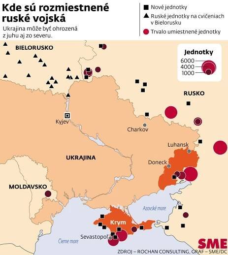 Rozmiestnenie ruských jednotiek (zdroj: DC)