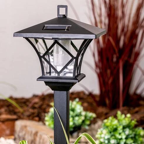 2x Solární lampa LED ZAHRADNÍ LAMPA VYSOKÁ 1,5M VENKOVNÍ SLOUPEK VYSOKÝ Barva černá