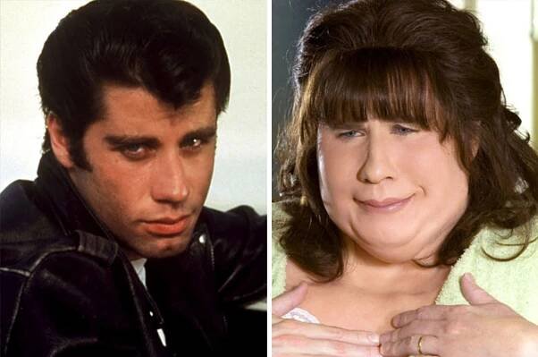 Danny Zuko z Pomády a Edna Turnblad z Hairspray - John Travolta