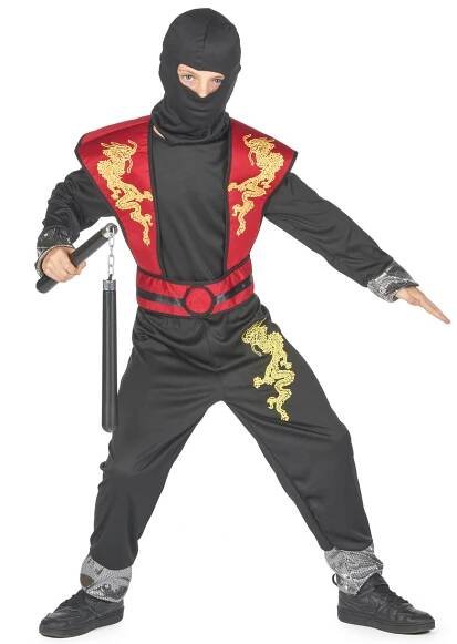 Ninja převlečený žlutý chlapec chlapec