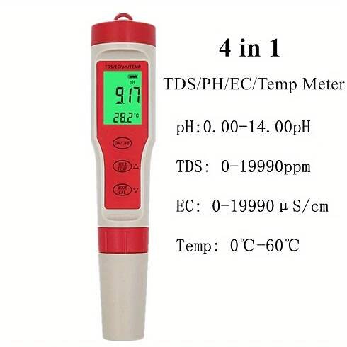 * Heavy-Duty Waterproof Handheld PH/TDS/EC/Temp Meter with Backlight & - - * Quality Tester Pen with * Operation, 0.01 pH/0.1
