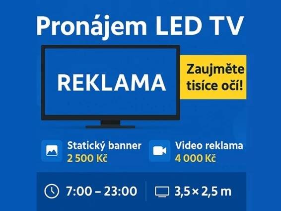 Pronájem LED TV reklama Kunovice vedle McDonald’s