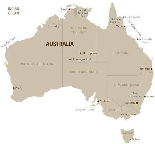 Mapa Austrálie