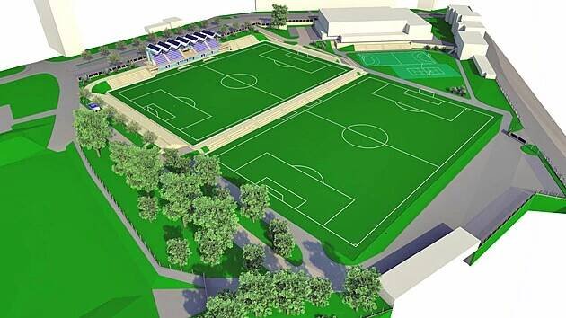 Vizualizace nové podoby venkovních hřišť v areálu Lokomotivy Cheb
