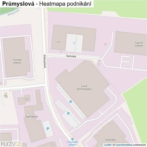 Mapa Průmyslová - Firmy v ulici.