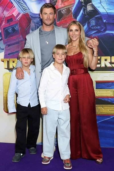 SASHA HEMSWORTH, CHRIS HEMSWORTH, TRISTAN HEMSWORTH and ELSA PATAKY attends the Australian Premiere of 'Transformers One' at IMAX Sydney on September 11, 2024 in Sydney, NSW Australia 'Transformers One' Australian Premiere - 11 Sep 2024