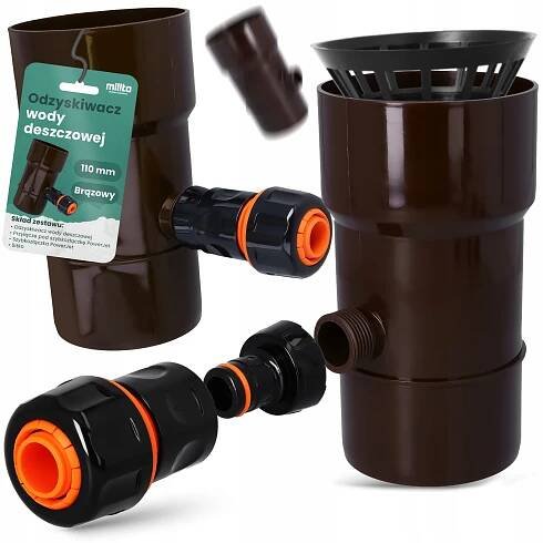 LAPAČ DEŠŤOVÉ VODY 110 MM SBĚRAČ DEŠŤOVÉ VODY REKUPERÁTOR OKAPŮ BRONZ X5