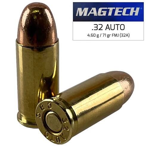 NÁBOJ MAGTECH 7,65 BROWNING - 32 AUTO FMJ (32A) 4,60G 71GR