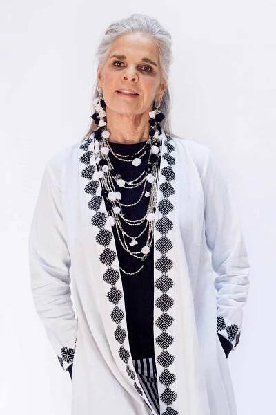 Ali MacGraw modeling for the latest Ibu collection, May 2017.
