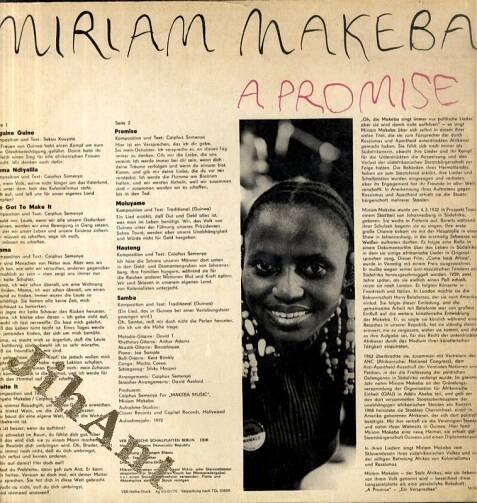 LP - Miriam Makeba - A Promise (Amiga 8 55 416, 1972) - Jihočeské antikvariáty