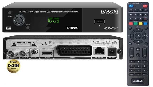 DVB-T přijímač MASCOM MC720T2 HD 590 Kč