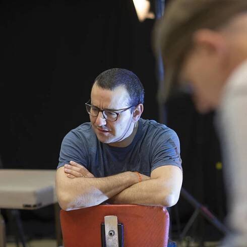Max Casella in rehearsal for The Kid Stays in the Picture (Photo: Sarah Ainslie)