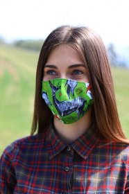 TETRAO bavlněná ochranná maska na obličej - les zelené 1 ks