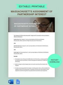 Massachusetts Assignment Of Partnership Interest Template