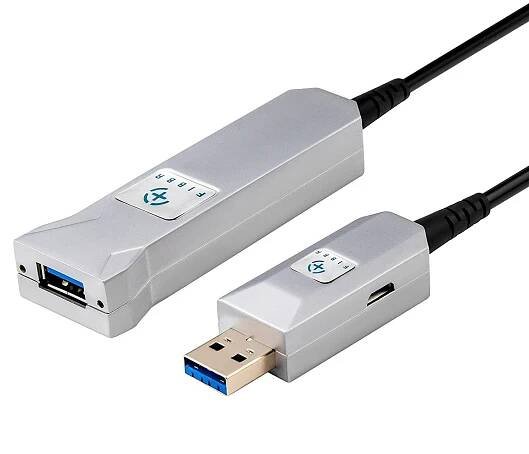 FIBBR Fiber Optic USB Type A 3.0 Male to Female Active Extension Cable (50Ft)