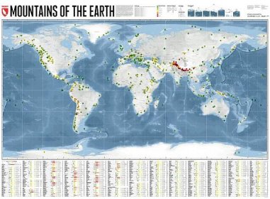 Mountains of the Earth - world map with over 500 mountains
