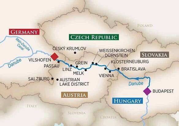 Danube cruise map