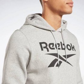 Reebok Identity Fleece Stacked Logo Pullover Hoodie; Color: Grey