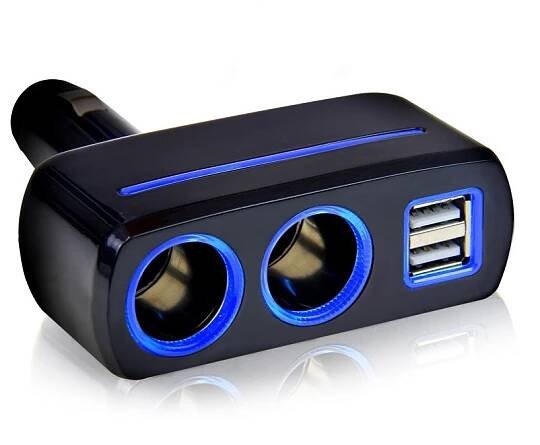 Rozdvojka do autozapalovače, 2X USB, 80W, podsvícené CL výstupy