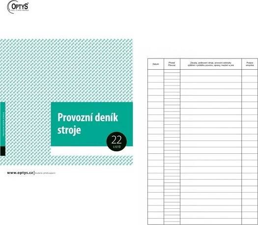 Optys 1234 Provozní deník stroje A4 nepropisující