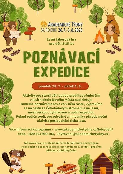 Plakát táborové hry Poznávací expedice pro starší děti