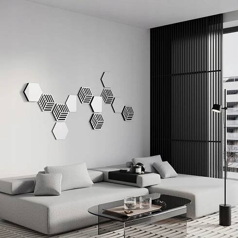 12 Ks 3D akustické panely Nástěnné dekorace HEXAGON