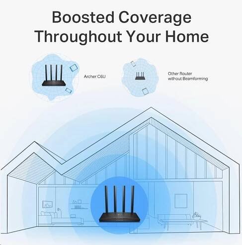TP-Link Archer C6U OneMesh/EasyMesh WiFi5 router (AC1200, 2, 4GHz/5GHz, 4xGbELAN, 1xGbEWAN, 1xUSB2.0)