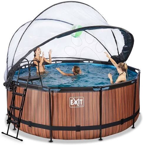 Kruhové bazény - Bazén s krytem a pískovou filtrací Wood pool Exit Toys - 1