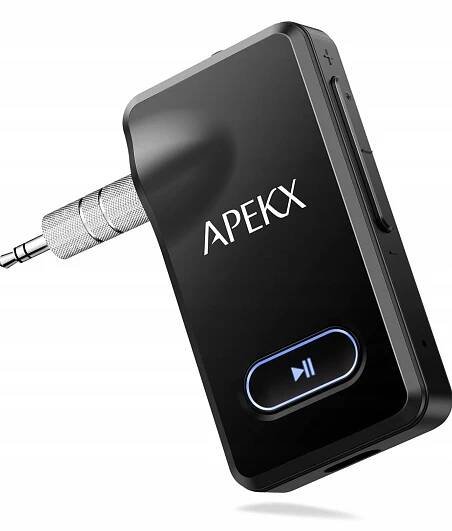 APEKX Bluetooth adaptér do auta, Hi-Fi audio přijímač 3,5 mm Aux