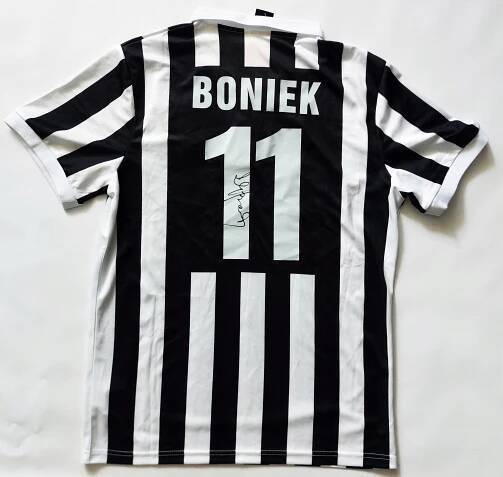 ZBIGNIEW BONIEK tričko Retro FC Juventus Turín AUTOGRAF Michel Platini Místo podpisu Tričko