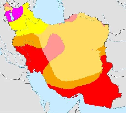 Map of Iran with Koppen climate classification.
