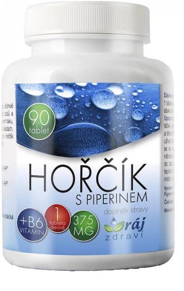 Ráj zdraví Hořčík 375 mg s B6 a Piperinem 90 tablet
