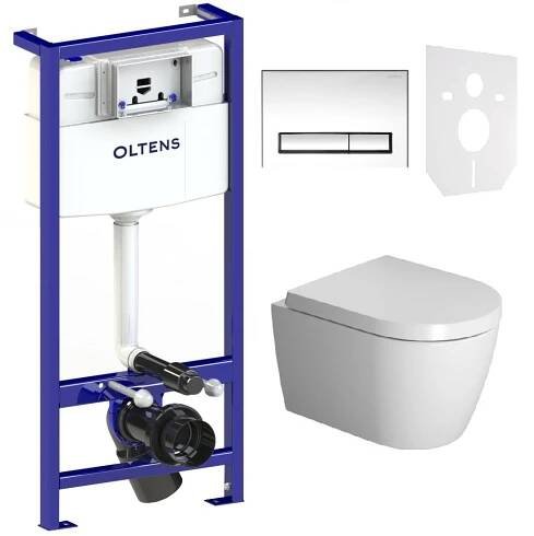 Sada záchodová mísa Duravit ME by Starck 2530090000, podomítkový WC modul s tlačítkem a těsněním Oltens Triberg 58300100, 0020190000