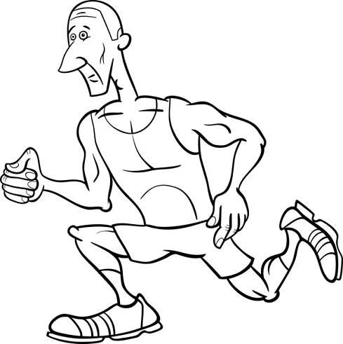 Běžec sportovec karikatura zbarvení stránky — Ilustrace