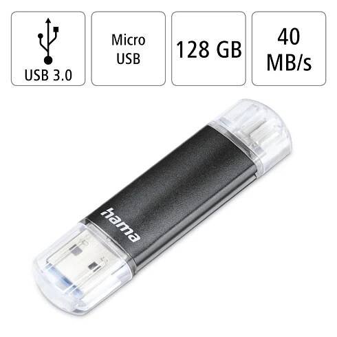Hama USB flash disk Laeta Twin, USB 3.0, 256 GB, 40 MB/s, USB-A - micro USB