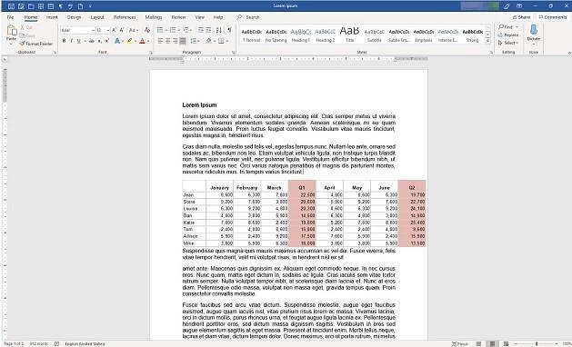 MS Word document with Excel data inserted