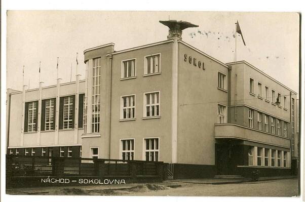 Náchod, sokolovna - Pohlednice místopis