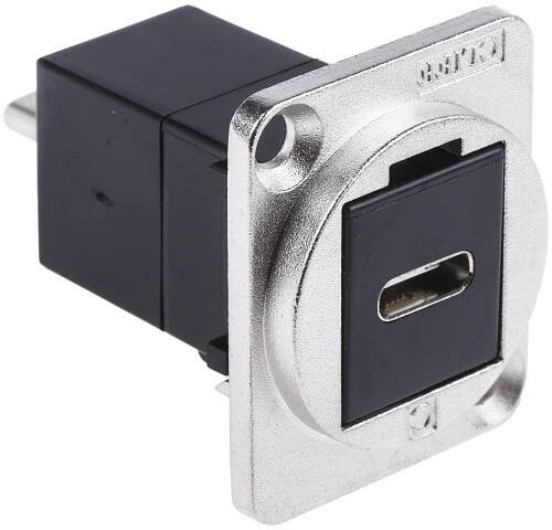 Konektor USB C, orientace těla: Horizontální, Samice k samci (verze C), Montáž na panel RS PRO