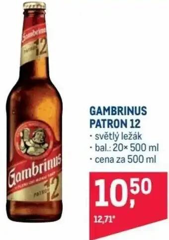 Makro gambrinus patron 12 světlý ležák 500ml nabídka