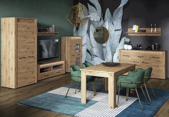 Moderní obývací systém Aktis B, dub artisan HELCEL | Viame.cz