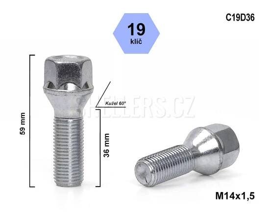 Šroub M14x1,5x36 kuželový C19D36
